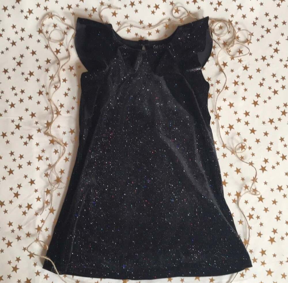 Girls Cat & Jack Black Glitter Velvet Dress Size XS (5T)